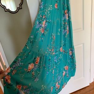 Green flowy floral maxi dress